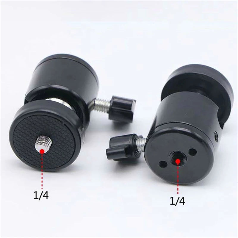 Universal 1/4" Swivel Ball Head Tripod Mount Adapter – For GoPro, DSLR & Camcorders