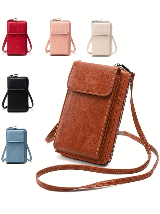 MIYIN Retro PU Leather Crossbody Bag – Women's Casual Phone Shoulder Bag