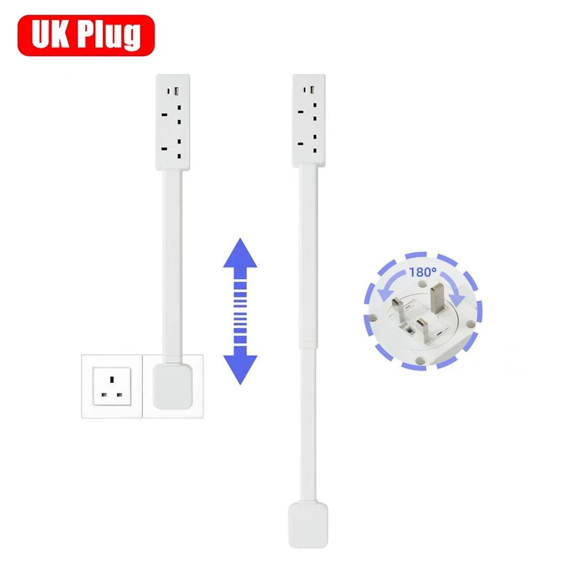 Electrical Wall Plug Rotates Electrical Outlet Extender Adjustable Length Power Outlets Extender Power Socket for Nightstand