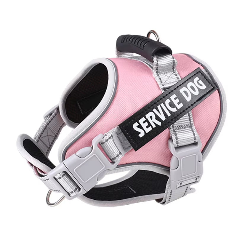 Personal Reflective Adjustable Dog Vest Service Dog Harness Large Dog Harness with Rubber Handle for Large Dog Walking Accessory