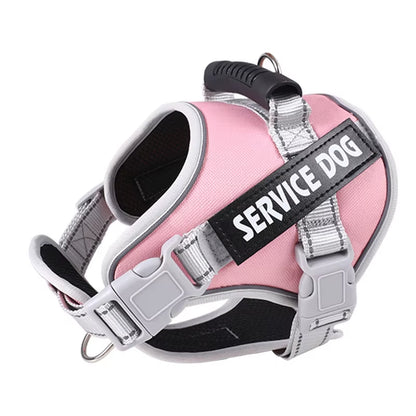 Personal Reflective Adjustable Dog Vest Service Dog Harness Large Dog Harness with Rubber Handle for Large Dog Walking Accessory
