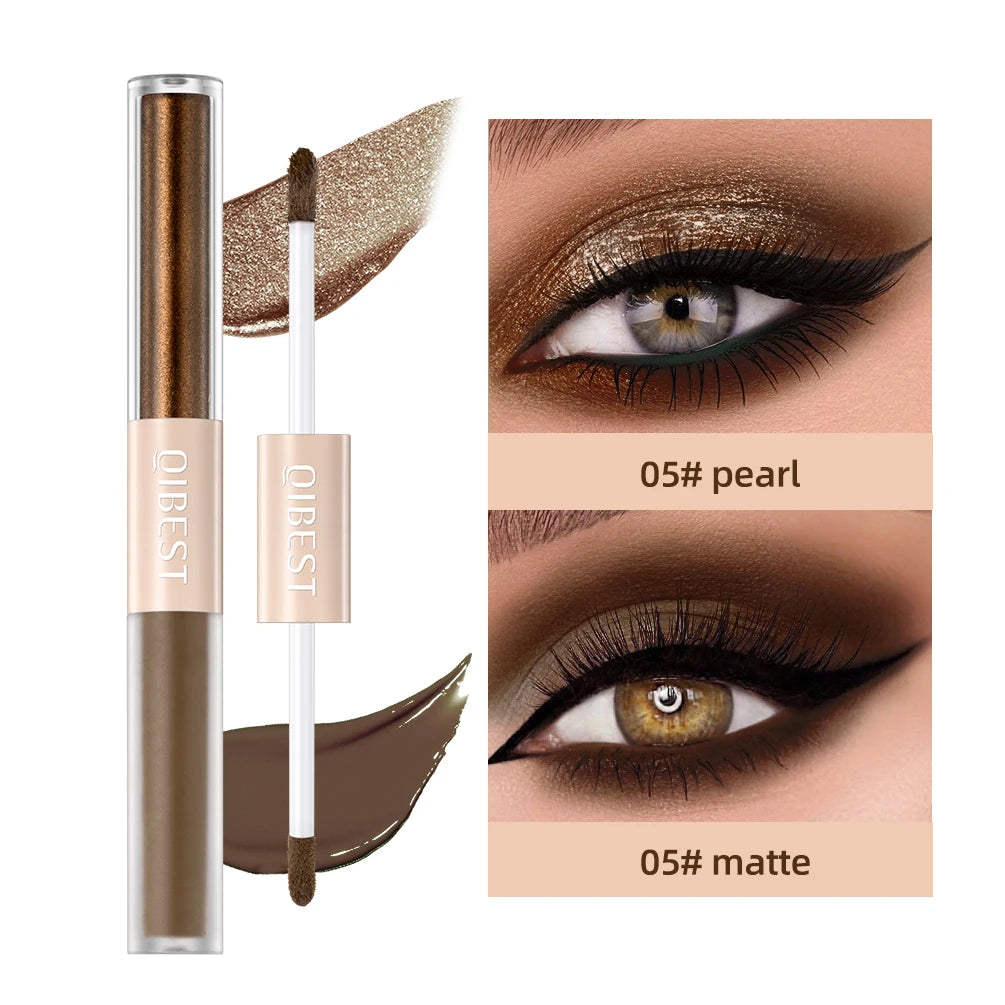 Double End Glitter Matte Eye Shadow Stick Pencil Eyeshadow Makeup Waterproof Bicolor Shimmer Cosmetics Beauty Makeup Tool