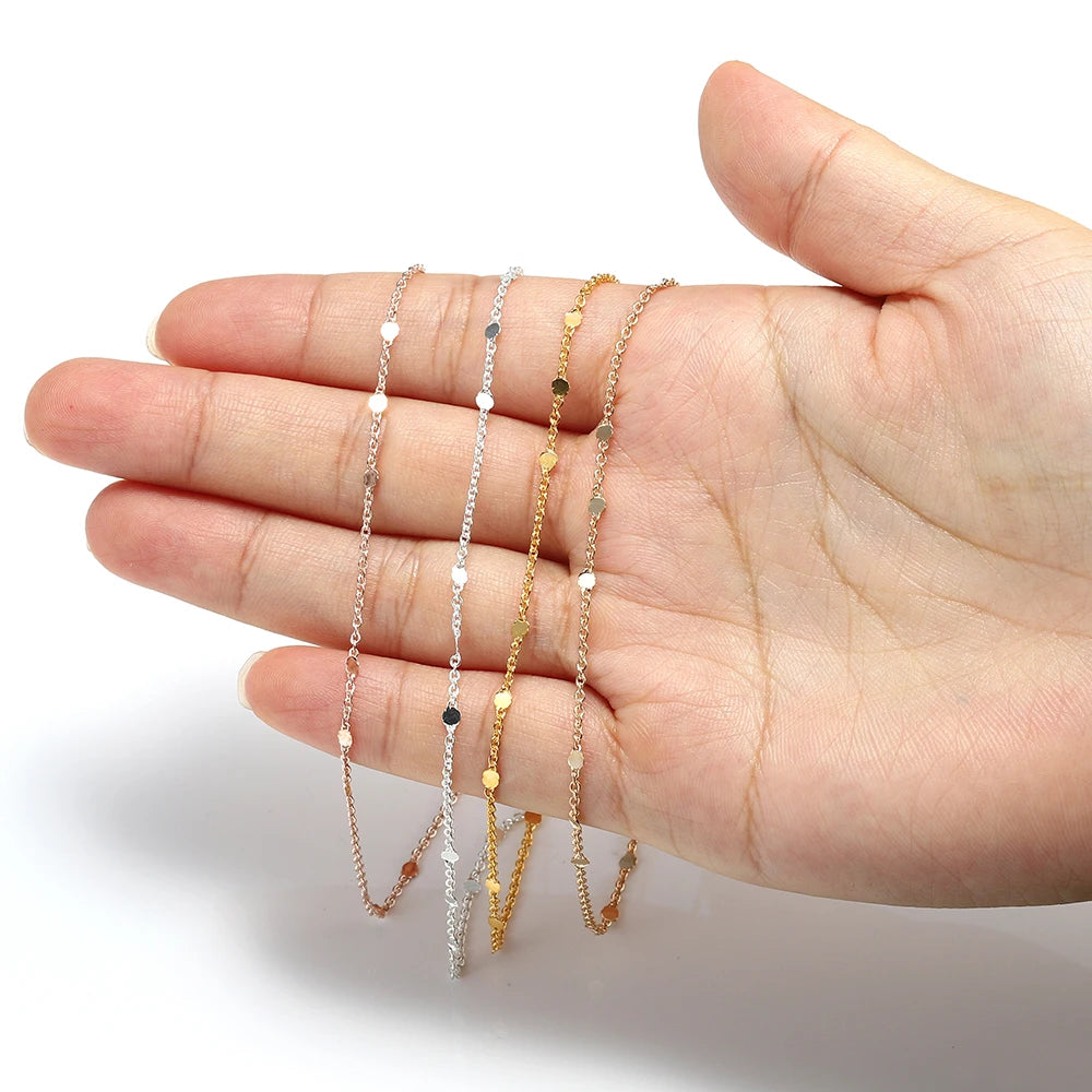 2 Meters Sequins O-Word Chain Disc Copper Chain DIY Bracelet Necklace Body Chain Jewelry Accessories
