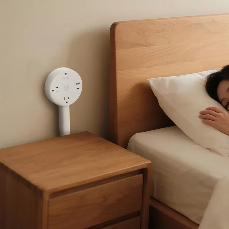 Electrical Wall Plug Rotates Electrical Outlet Extender Adjustable Length Power Outlets Extender Power Socket for Nightstand