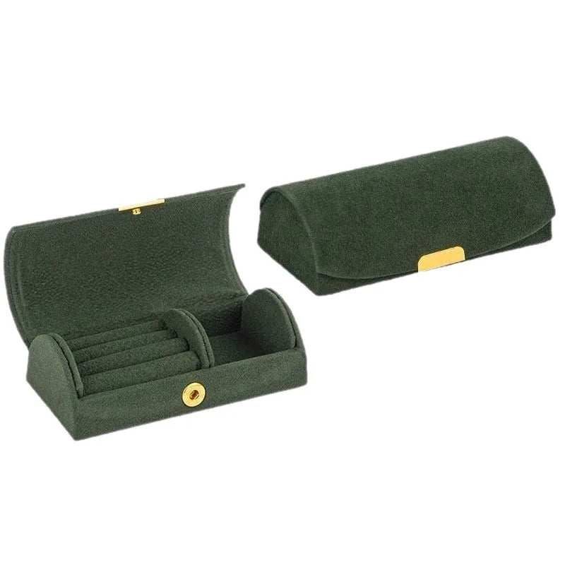Arched Portable Jewelry Storage Box Portable Business Trip and Travel Anti-Oxidation Ring Jewelry Box Velvet Cloth Accessory Box