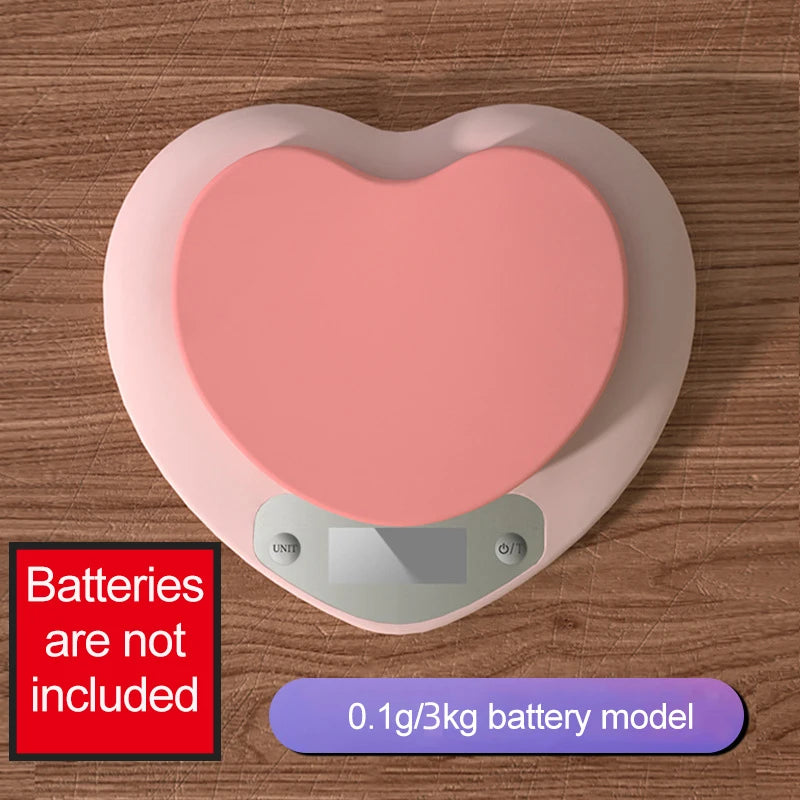 Multi-Function Kitchen Baking Scale Pink Heart-Shaped Portable High-Precision Digital Scale 5Kg/1G 3Kg/0.1G LCD Electronic Scale