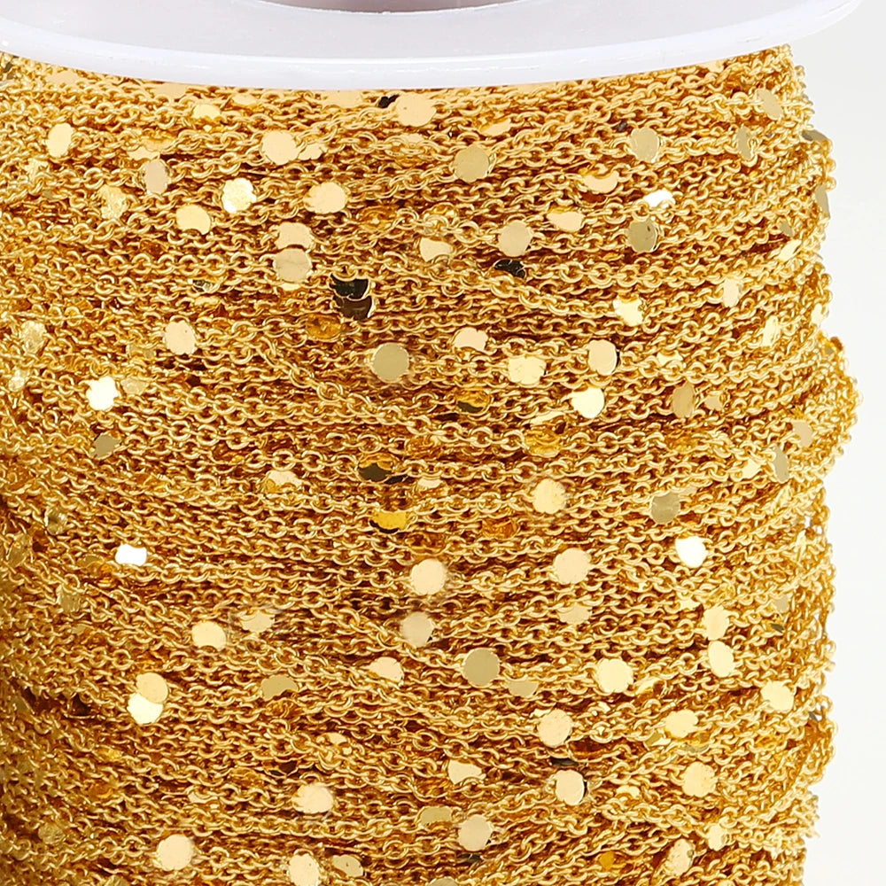 2 Meters Sequins O-Word Chain Disc Copper Chain DIY Bracelet Necklace Body Chain Jewelry Accessories