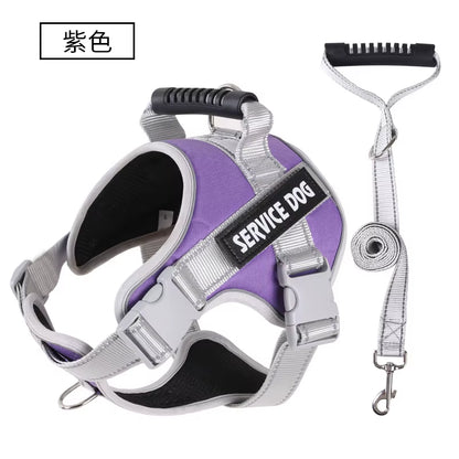 Personal Reflective Adjustable Dog Vest Service Dog Harness Large Dog Harness with Rubber Handle for Large Dog Walking Accessory