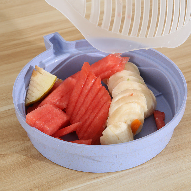 Creative Multi-functional Fruit Salad Bowl Cutter Fruit And Vegetable Lazy Cutting Bowl Cutting Vegetable Divider Kitchen Tool