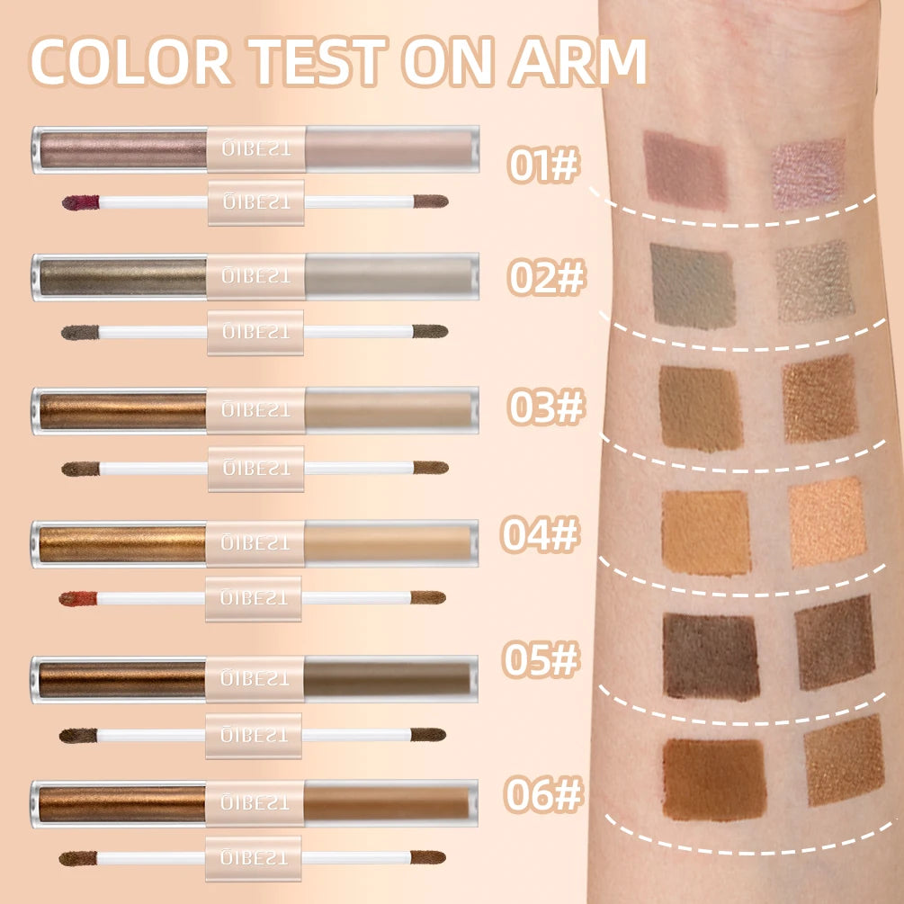 Double End Glitter Matte Eye Shadow Stick Pencil Eyeshadow Makeup Waterproof Bicolor Shimmer Cosmetics Beauty Makeup Tool