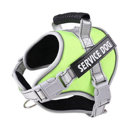 Personal Reflective Adjustable Dog Vest Service Dog Harness Large Dog Harness with Rubber Handle for Large Dog Walking Accessory