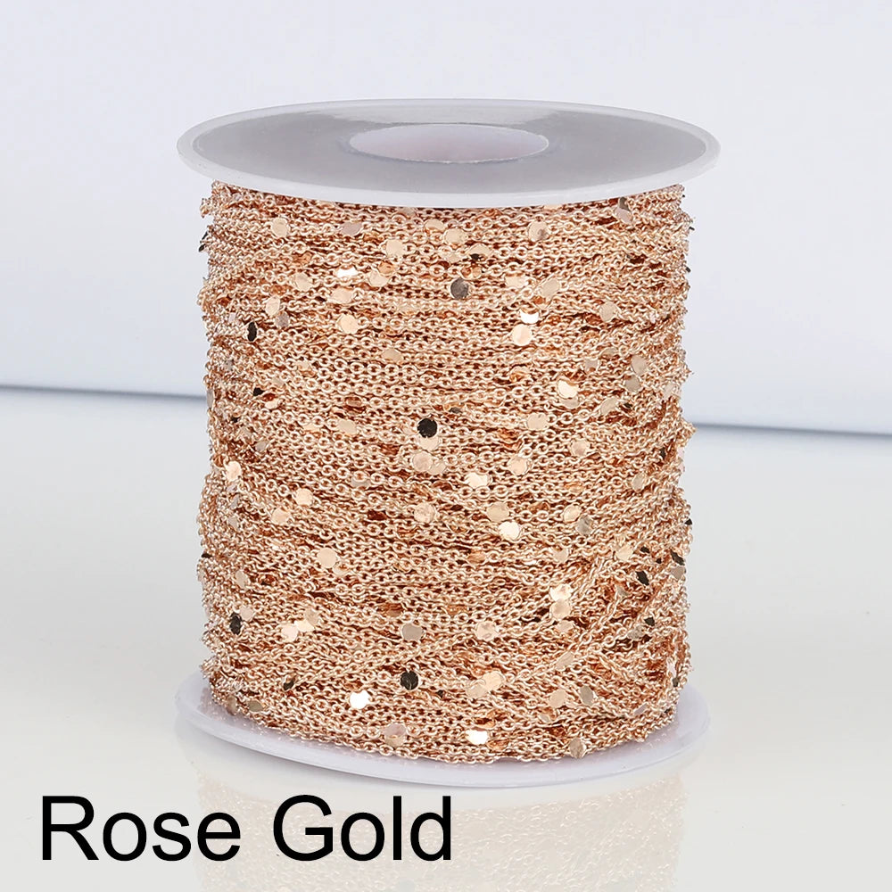 2 Meters Sequins O-Word Chain Disc Copper Chain DIY Bracelet Necklace Body Chain Jewelry Accessories