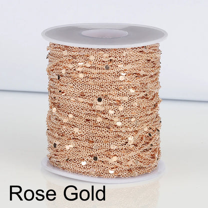 2 Meters Sequins O-Word Chain Disc Copper Chain DIY Bracelet Necklace Body Chain Jewelry Accessories