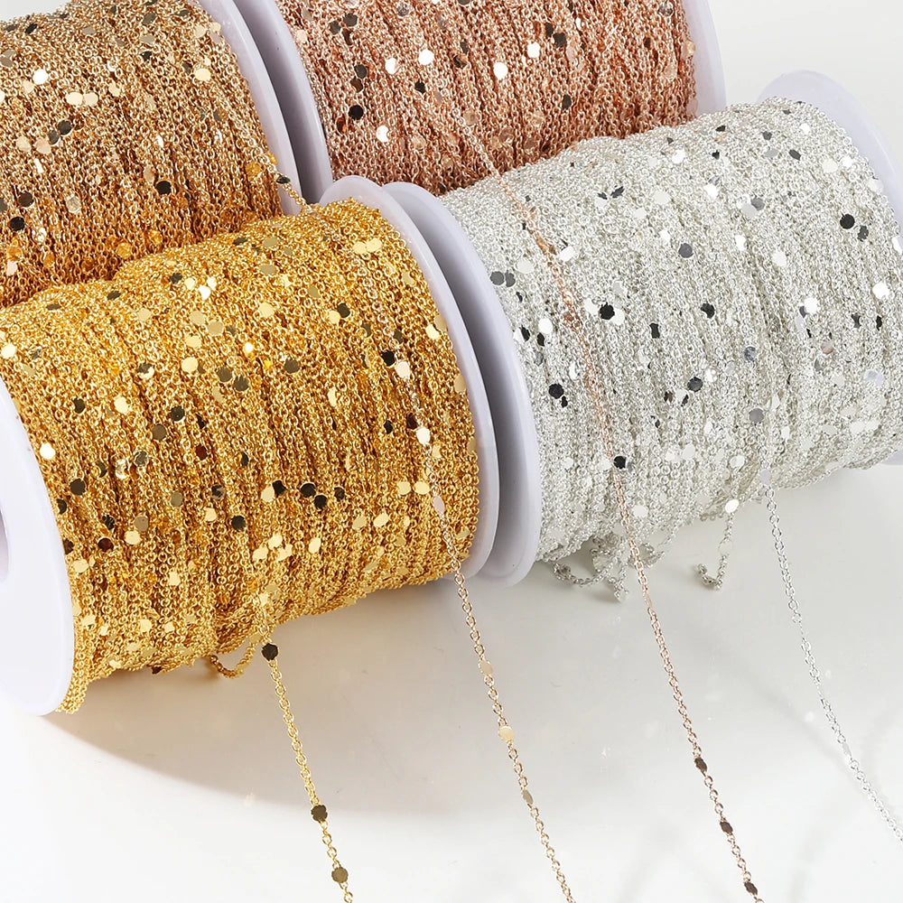 2 Meters Sequins O-Word Chain Disc Copper Chain DIY Bracelet Necklace Body Chain Jewelry Accessories