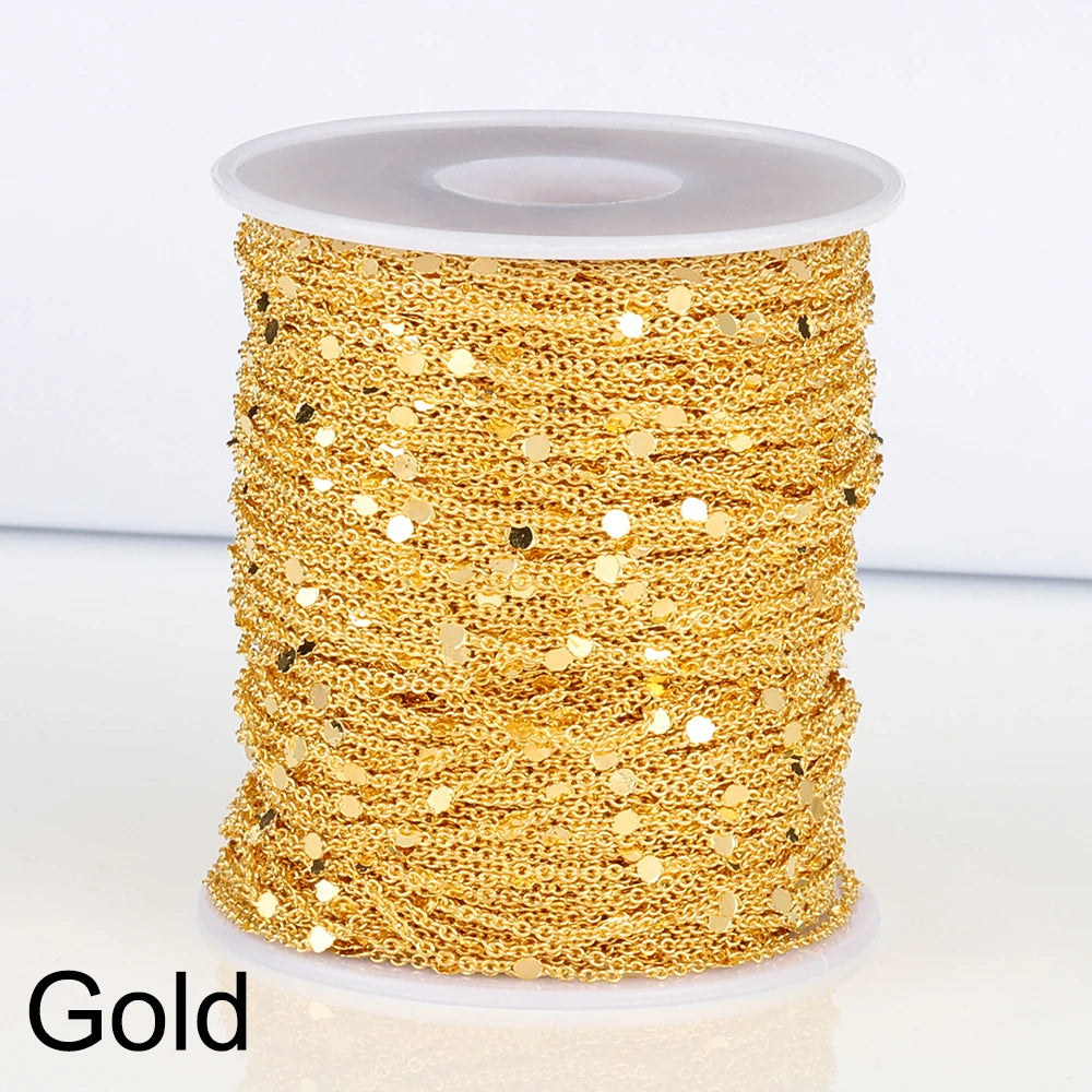 2 Meters Sequins O-Word Chain Disc Copper Chain DIY Bracelet Necklace Body Chain Jewelry Accessories