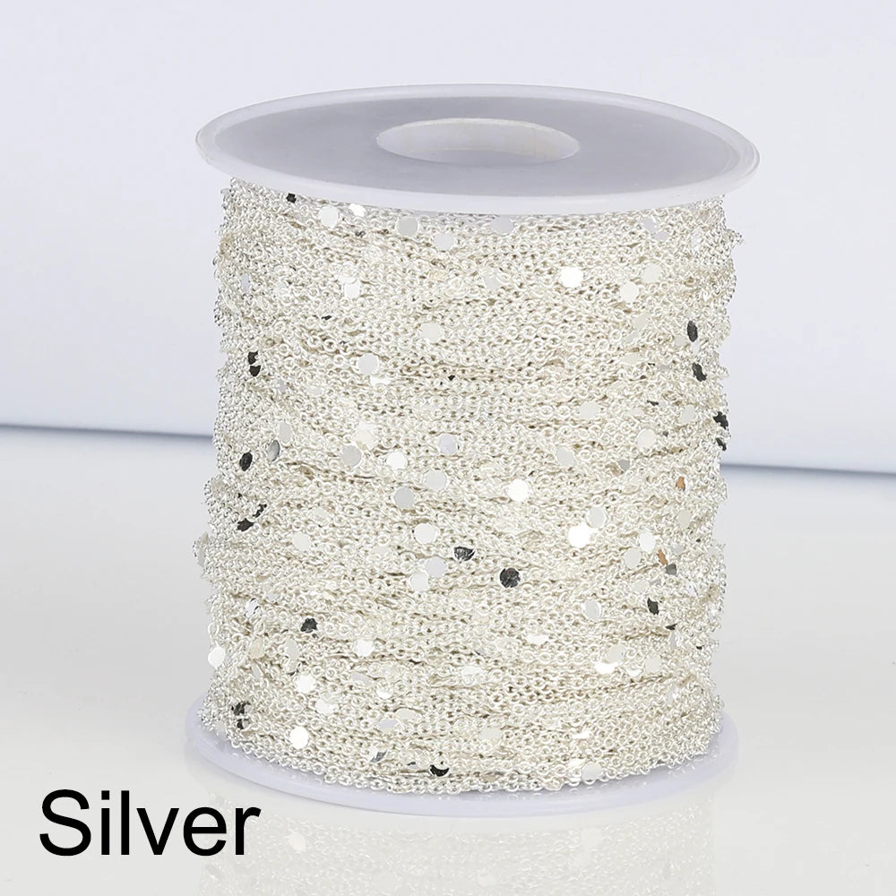 2 Meters Sequins O-Word Chain Disc Copper Chain DIY Bracelet Necklace Body Chain Jewelry Accessories