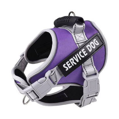 Personal Reflective Adjustable Dog Vest Service Dog Harness Large Dog Harness with Rubber Handle for Large Dog Walking Accessory