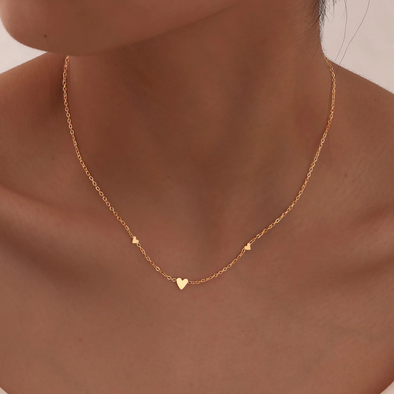 316L Stainless Steel Mini Heart Clavicle Chain Choker Necklace Women Chain Necklace Simple Jewelry