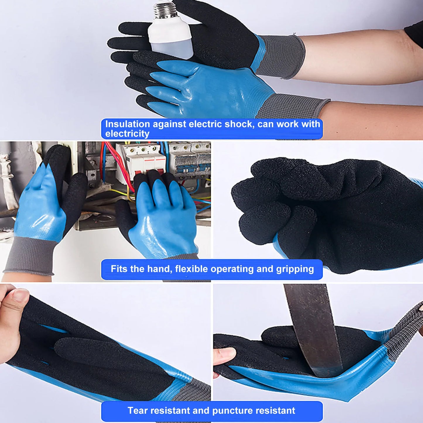 Electrical Insulated Rubber Gloves Insulation Work Gloves 1000V Voltage Proof 360° Electrical Insulated Gloves for Electrician