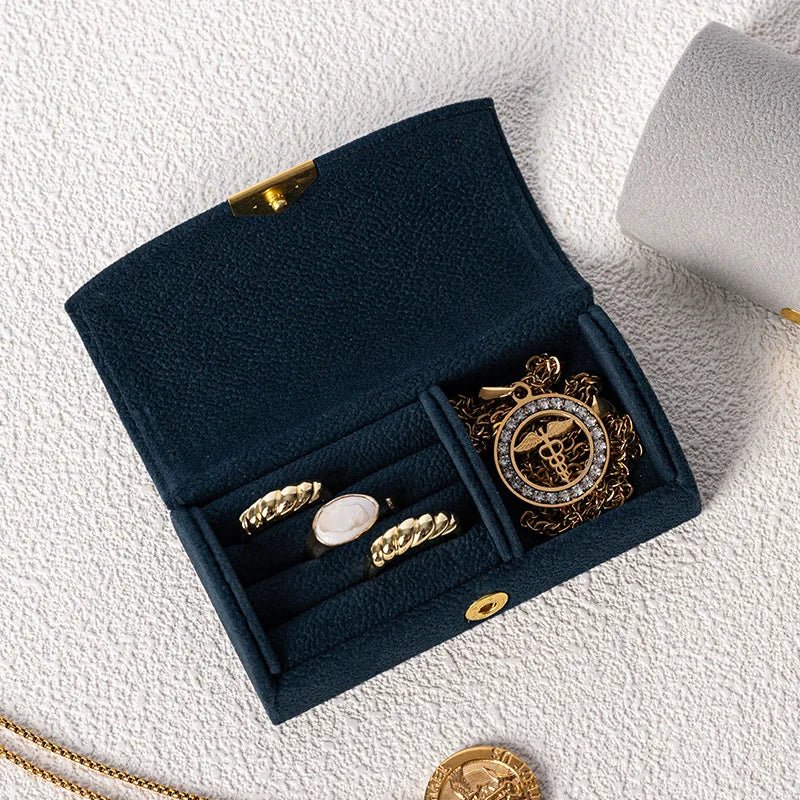 Arched Portable Jewelry Storage Box Portable Business Trip and Travel Anti-Oxidation Ring Jewelry Box Velvet Cloth Accessory Box