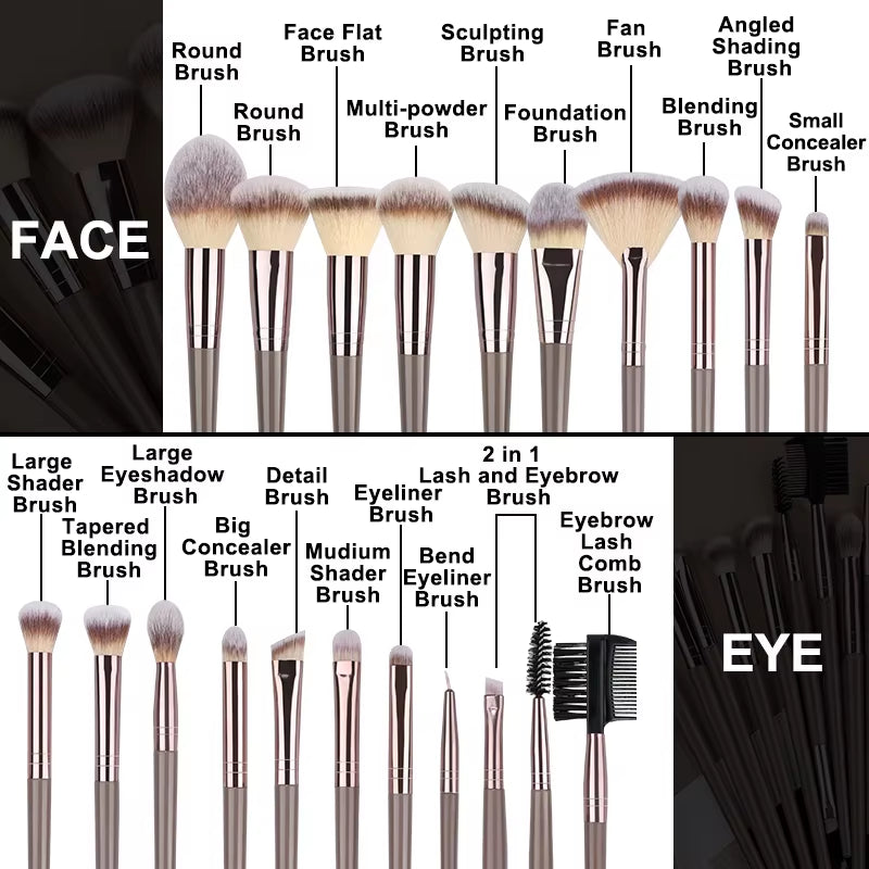 3-20PCS Makeup Brushes Set Eyeshadow Fluffy Foundation Concealer Blush Highlighter Storage Box Female Cosmetics Beauty Tools