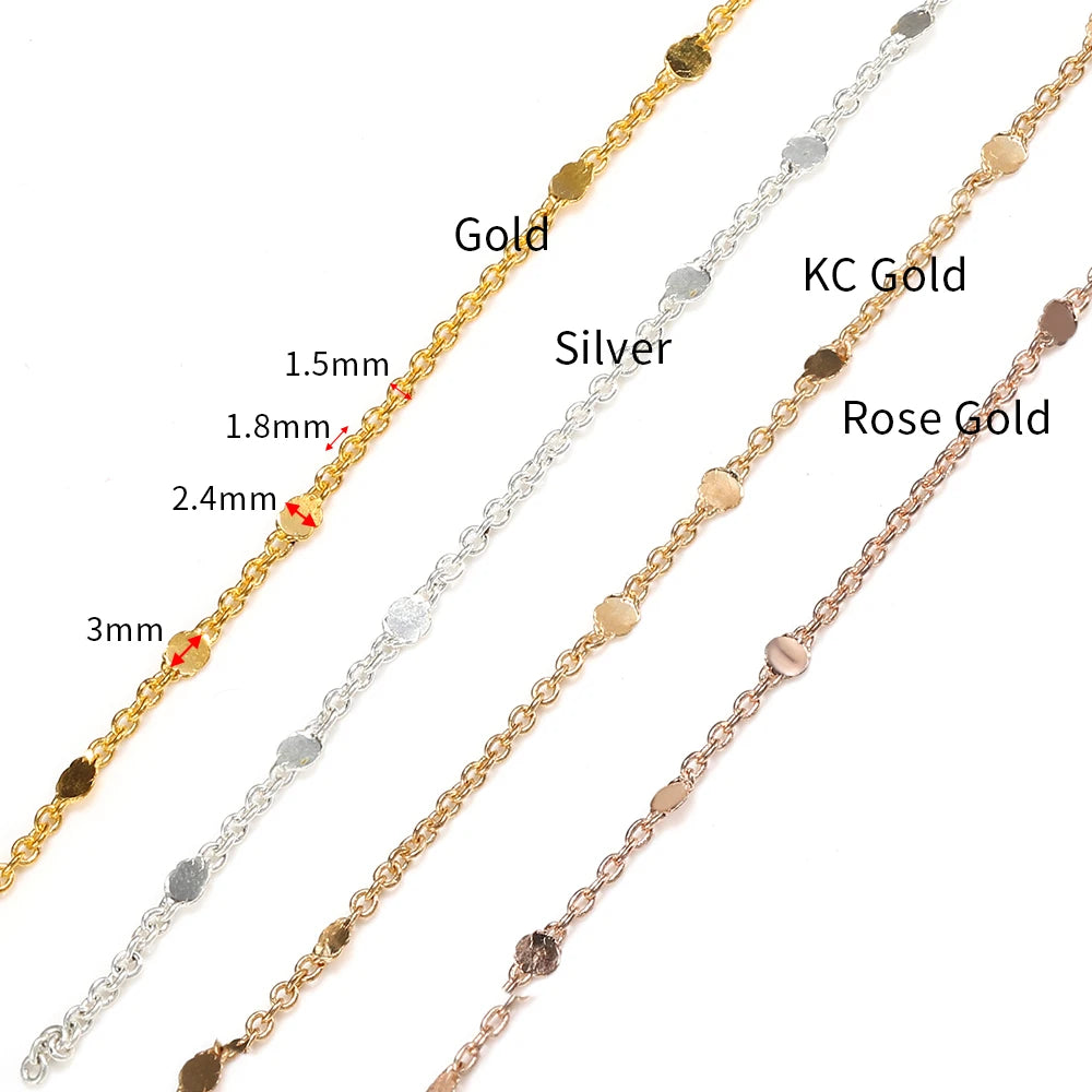 2 Meters Sequins O-Word Chain Disc Copper Chain DIY Bracelet Necklace Body Chain Jewelry Accessories