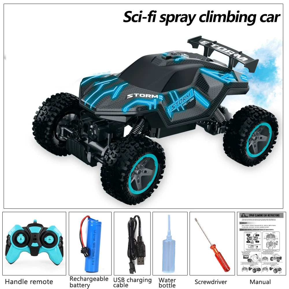 4WD RC Drift Car with Music Led Lights 2.4G Gesture Radio Remote Control Spray Stunt Car 360° Rotating Climbing Car Toys Gift