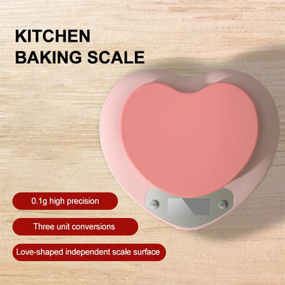 Multi-Function Kitchen Baking Scale Pink Heart-Shaped Portable High-Precision Digital Scale 5Kg/1G 3Kg/0.1G LCD Electronic Scale