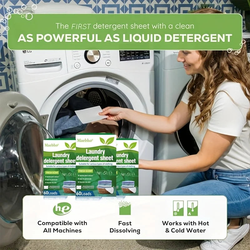 Boxed 30 Pcs Laundry Tablets Concentrated Washing Powder Laundry Machine Clothing Strong Cleaning Sheets Detergent,Fresh Scent