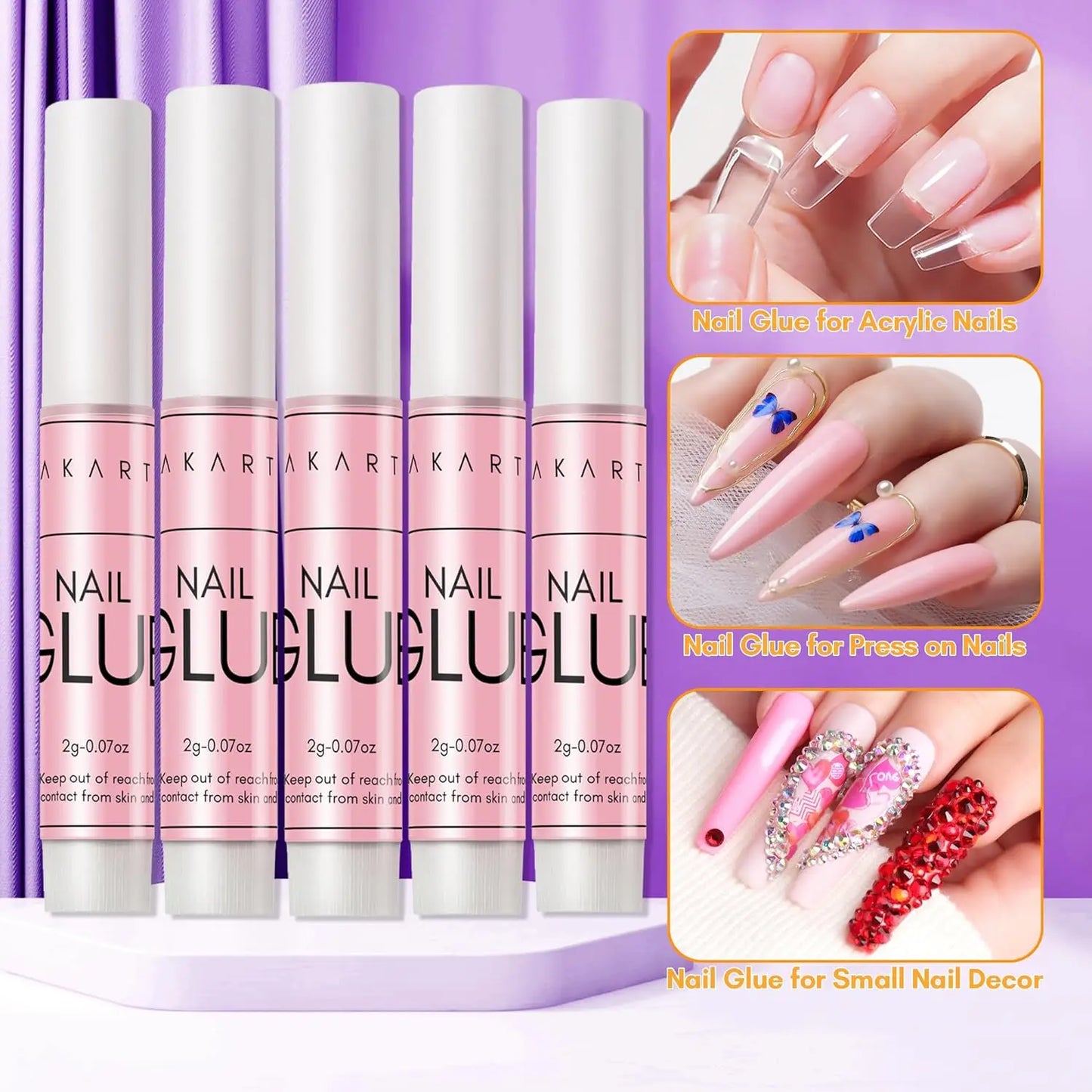 Makartt Nail Glue with Glue Remover Kit, Super Strong Nail Glue for Acrylic Nails Press on Nails,30Ml/ 50ML Glue off Debonder
