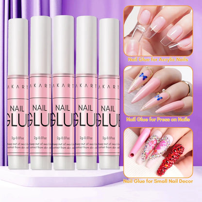 Makartt Nail Glue with Glue Remover Kit, Super Strong Nail Glue for Acrylic Nails Press on Nails,30Ml/ 50ML Glue off Debonder