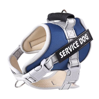 Personal Reflective Adjustable Dog Vest Service Dog Harness Large Dog Harness with Rubber Handle for Large Dog Walking Accessory