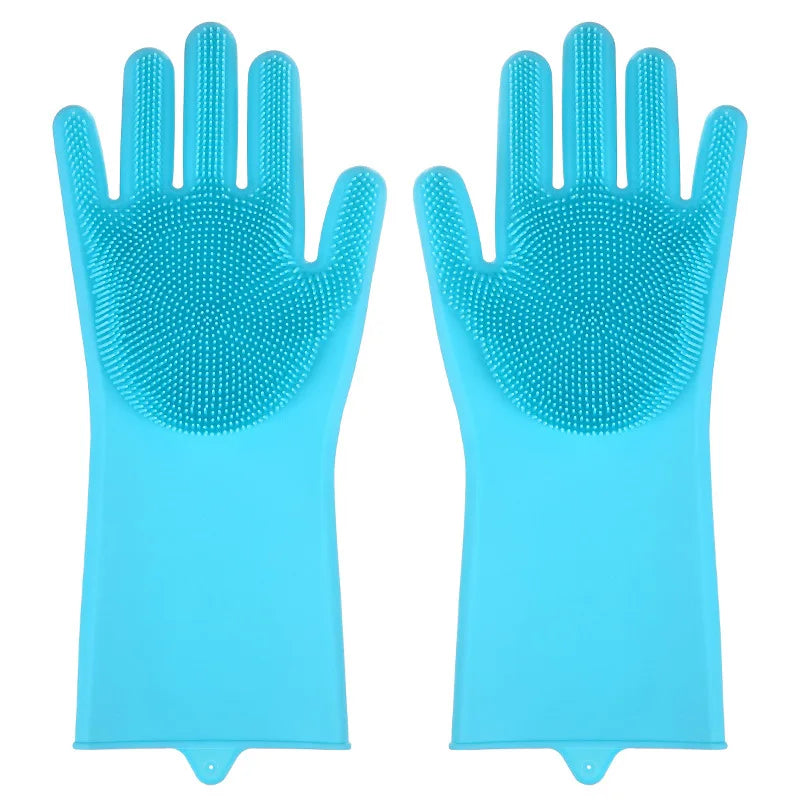 Silicone Dishwashing Gloves Dishwashing and Laundry Insulated Kitchen Cleaning Household Gloves Pet Bathing Gloves