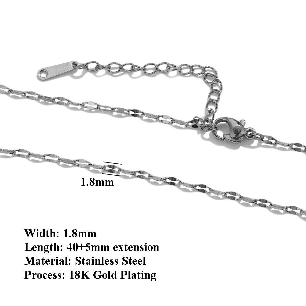 5Pcs Stainless Steel Bead Chain Cuba Cross O Ripple Chain Necklace Plated Gold 45CM Adjustable Chain Lobster Clasp DIY Necklace