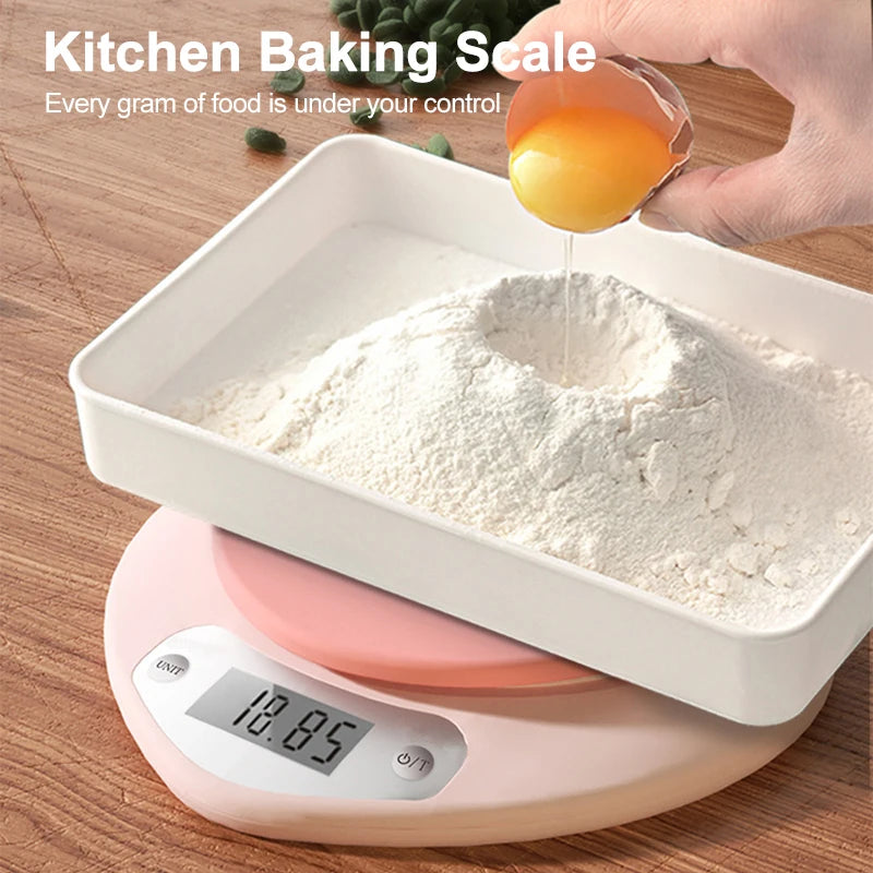 Multi-Function Kitchen Baking Scale Pink Heart-Shaped Portable High-Precision Digital Scale 5Kg/1G 3Kg/0.1G LCD Electronic Scale
