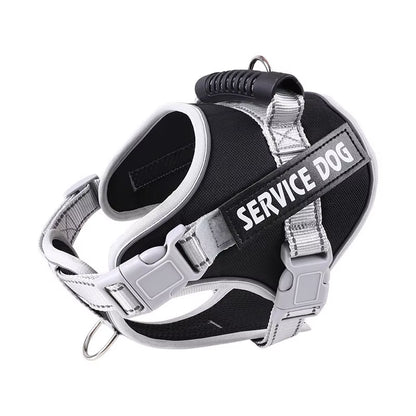 Personal Reflective Adjustable Dog Vest Service Dog Harness Large Dog Harness with Rubber Handle for Large Dog Walking Accessory