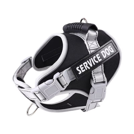 Personal Reflective Adjustable Dog Vest Service Dog Harness Large Dog Harness with Rubber Handle for Large Dog Walking Accessory