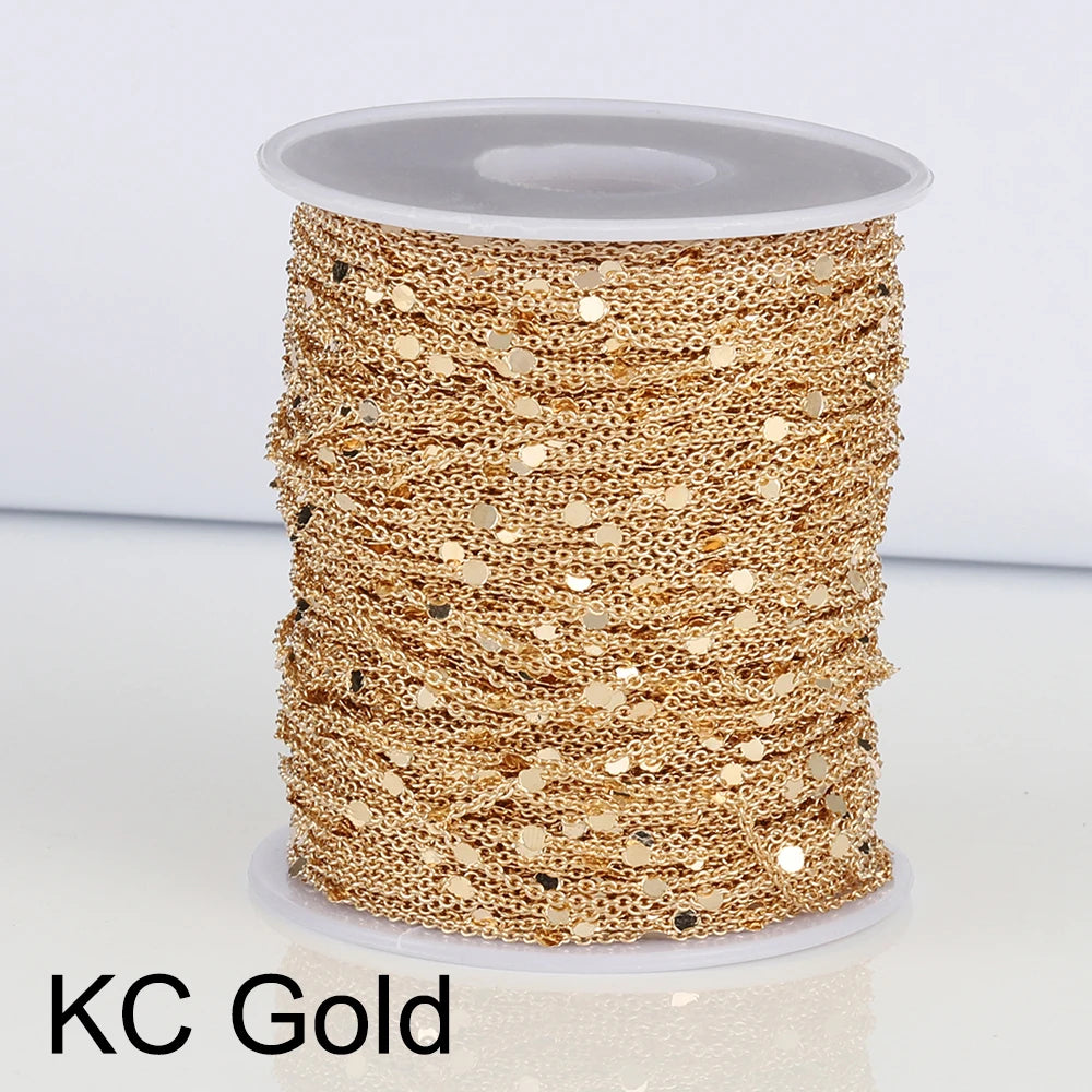 2 Meters Sequins O-Word Chain Disc Copper Chain DIY Bracelet Necklace Body Chain Jewelry Accessories