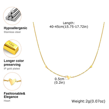 316L Stainless Steel Mini Heart Clavicle Chain Choker Necklace Women Chain Necklace Simple Jewelry