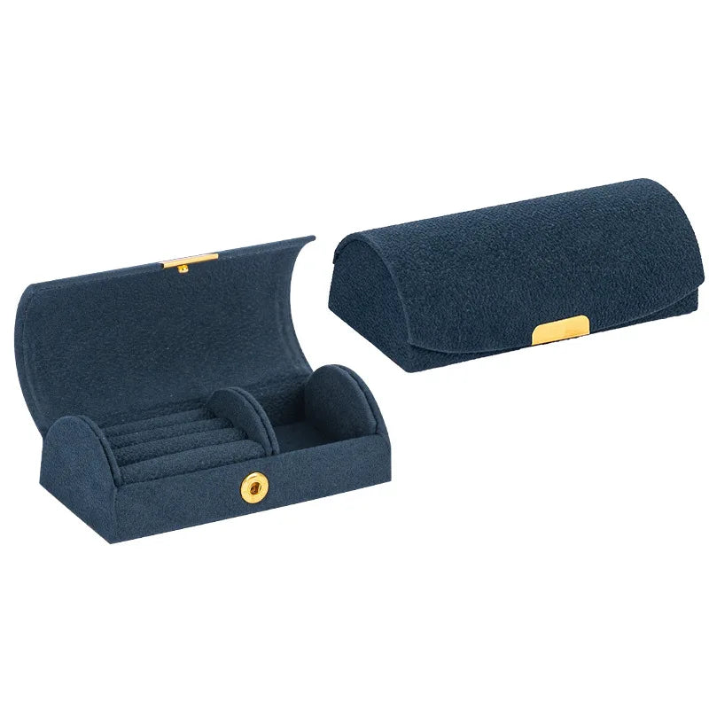 Arched Portable Jewelry Storage Box Portable Business Trip and Travel Anti-Oxidation Ring Jewelry Box Velvet Cloth Accessory Box