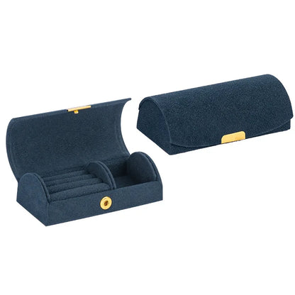 Arched Portable Jewelry Storage Box Portable Business Trip and Travel Anti-Oxidation Ring Jewelry Box Velvet Cloth Accessory Box
