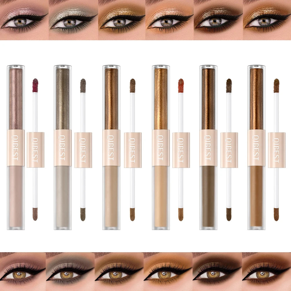 Double End Glitter Matte Eye Shadow Stick Pencil Eyeshadow Makeup Waterproof Bicolor Shimmer Cosmetics Beauty Makeup Tool