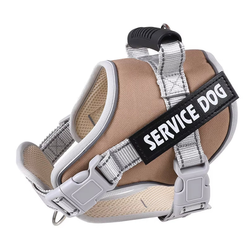 Personal Reflective Adjustable Dog Vest Service Dog Harness Large Dog Harness with Rubber Handle for Large Dog Walking Accessory