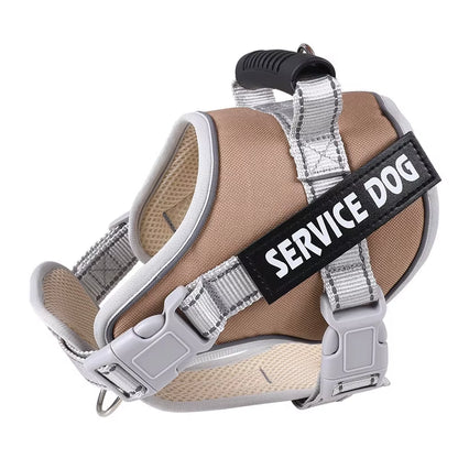 Personal Reflective Adjustable Dog Vest Service Dog Harness Large Dog Harness with Rubber Handle for Large Dog Walking Accessory