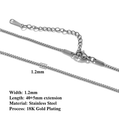 5Pcs Stainless Steel Bead Chain Cuba Cross O Ripple Chain Necklace Plated Gold 45CM Adjustable Chain Lobster Clasp DIY Necklace