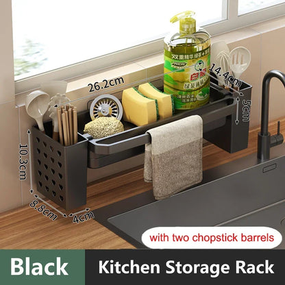Kitchen Sink Organizer Drain Rack Self-Draining Shelf Sponge Holder Dishcloth Faucet Storage Soap Drainer Kitchen Accessories