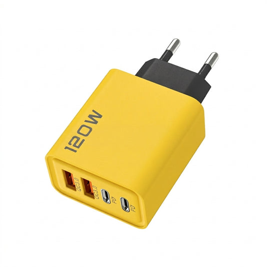 120W Fast Wall Charger | 2 USB + 2 Type-C Ports | PD Multi-Port Travel Charger