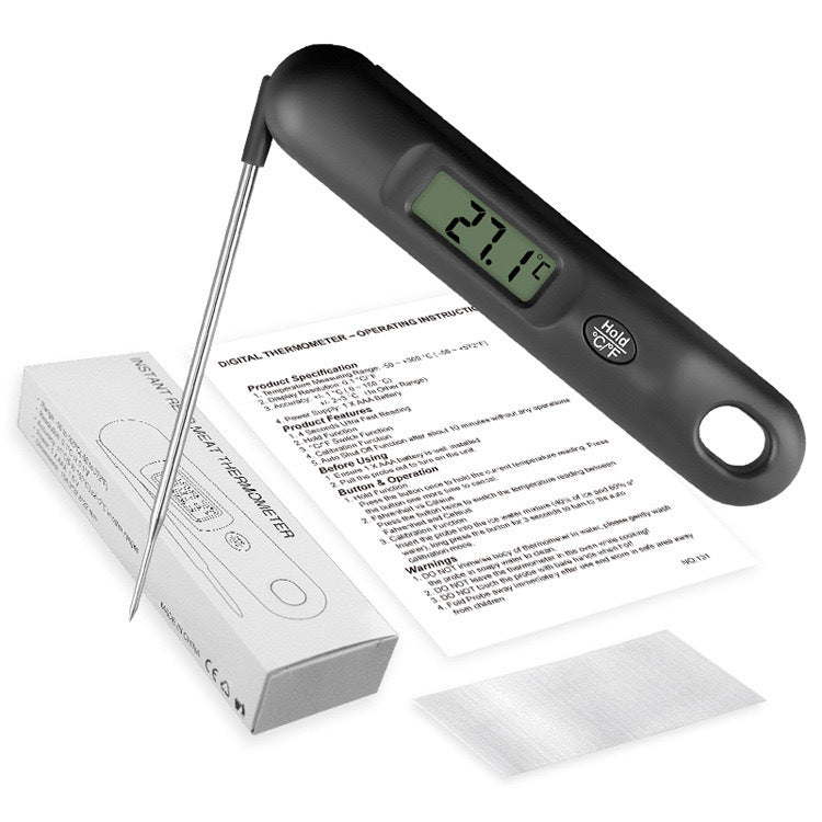 Electronic Digital Display Folding Food Thermometer Meat Digital Thermometer Kitchen Stainless Steel Probe Baking Water Thermometer