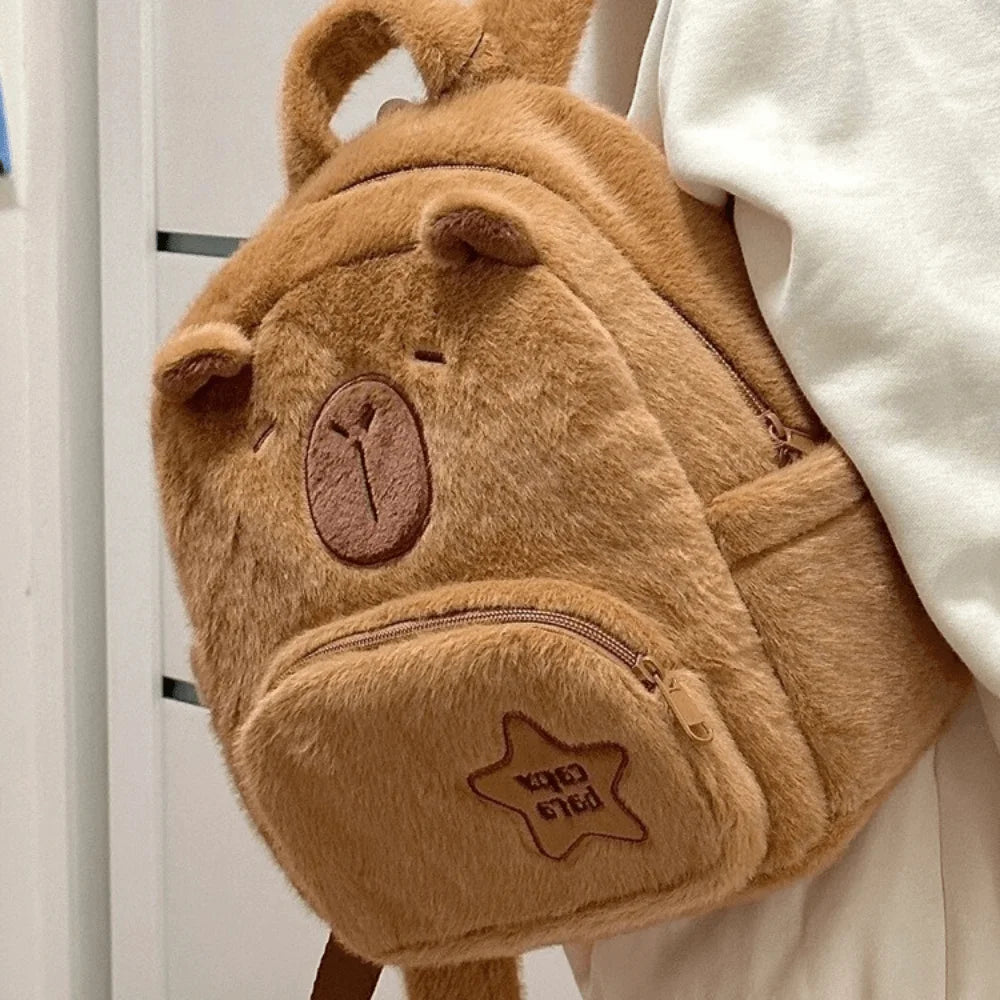Capybara Plush Backpack – Kawaii Mini Knapsack Shoulder Bag, 33cm