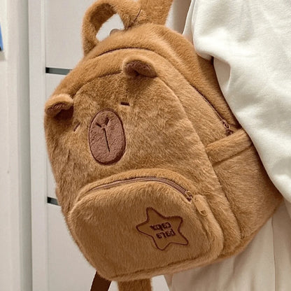 Capybara Plush Backpack – Kawaii Mini Knapsack Shoulder Bag, 33cm